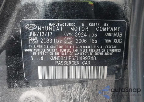 2018 Hyundai Elantra Value Edition from USA, damaged, VIN KMHD84LF6JU499748